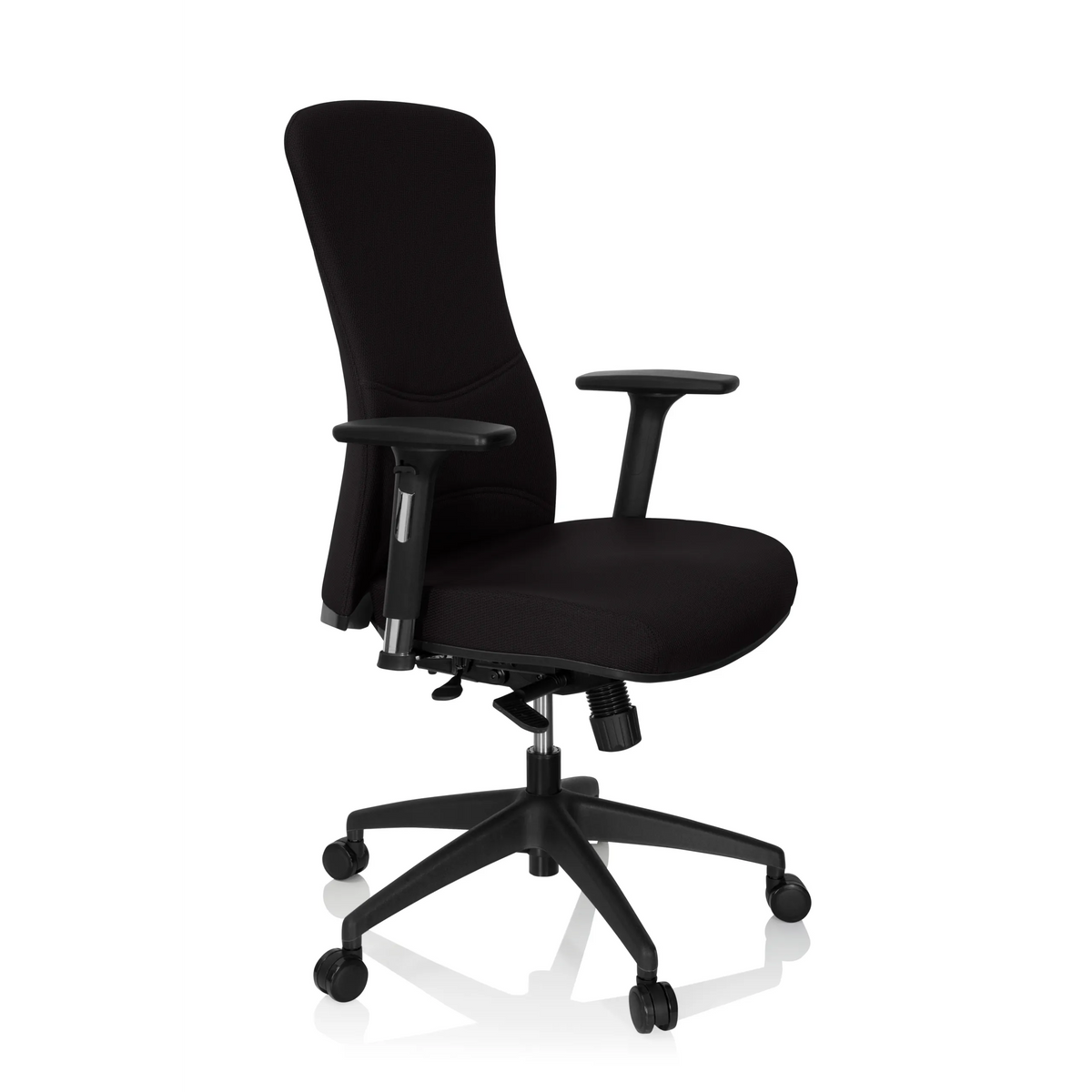 Black Professional Office Chair OFFICE XT PRO with armrests and five-caster base by hjh OFFICE – 360-degree view (front three-quarter view 60°)