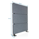 Dimensional drawing of the Partition wall FLEXMIUT EXTEND with 175 × 120 cm by hjh OFFICE