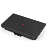 Black Footrest PIEDINO STRIPE PRO with ribbed surface and red button by hjh OFFICE – 360-degree view (front view 0°)