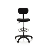 Black Counter chair TOP WORK 05 with foot ring and five-caster base by hjh OFFICE – 360-degree view (front view 0°)