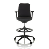 Black Counter chair NESTORA WORK with armrests, foot ring and five-caster base by hjh OFFICE – 360-degree view (front view 0°)
