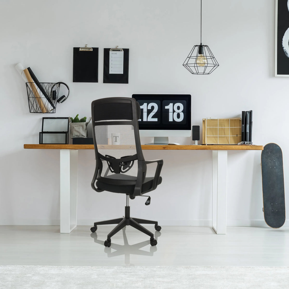 Black Home Office Chair NEKEO with mesh backrest and armrests by hjh OFFICE
