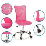 Pink children's swivel chair KIDDY NET I with mesh back, adjustable height and glossy base on castors by hjh OFFICE