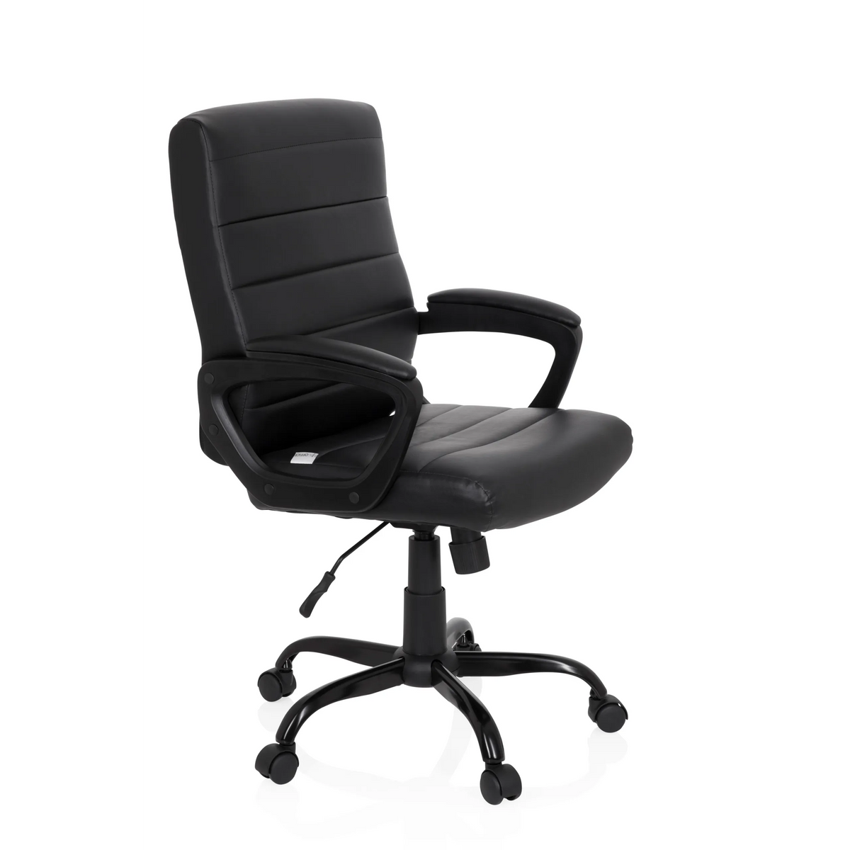 Black Home Office Executive Chair ERGOSMOOTH BIG with quilted upholstery and five-caster base by hjh OFFICE – 360-degree view (front three-quarter view 60°)