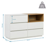 Dimensional drawing of the Sideboard MELMO S in white and oak, 120 × 40 cm, by hjh LIVING