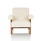 White Lounge Chair POOLY with textured upholstery and dark wooden legs by hjh LIVING – 360-degree view (front view 0°)