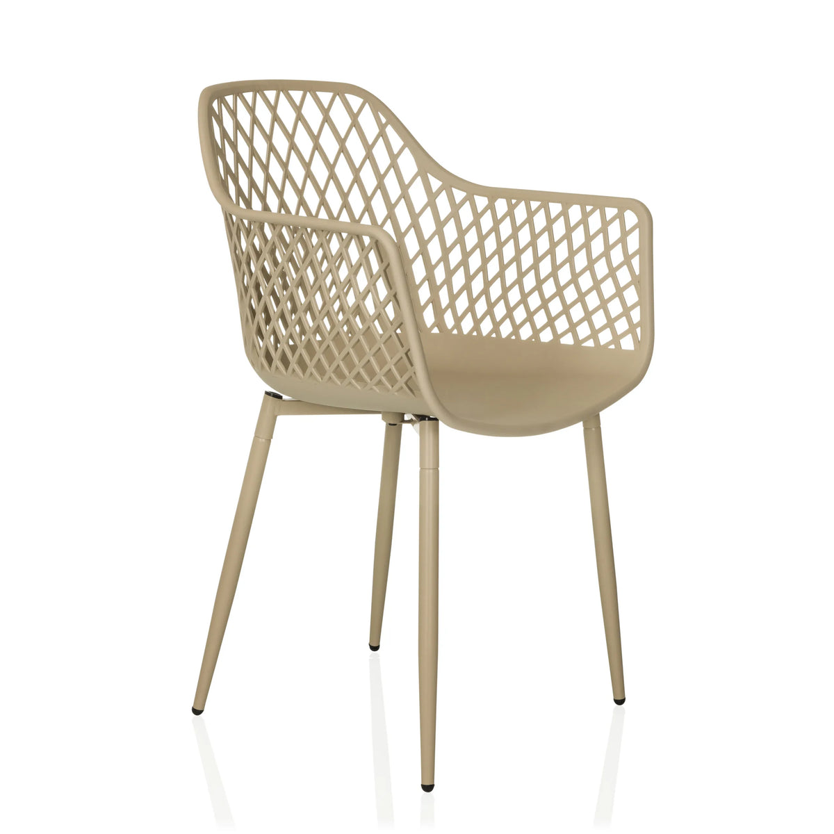 Beige Outdoor chair BEGIO L with mesh backrest and four legs by hjh LIVING – 360-degree view (front three-quarter view 45°)