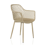 Beige Outdoor chair BEGIO L with mesh backrest and four legs by hjh LIVING – 360-degree view (front three-quarter view 45°)