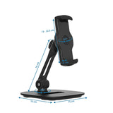 Dimensional drawing of the Mobile phone & tablet holder FLEXMOBI IV with 15 × 15 cm base by hjh OFFICE