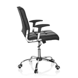Black Home Office Chair ERNESTO with quilted upholstery and five-caster base by hjh OFFICE – 360-degree view (side profile 100°)