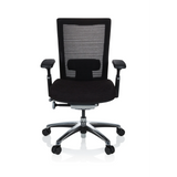 Black High End Office Chair NOVA PRO ALU with mesh back and five-caster base by hjh OFFICE – 360-degree view (front view 0°)