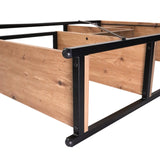 Corner joint made of black metal and oak wood elements of the Shelf Kalag Eco by hjh LIVING