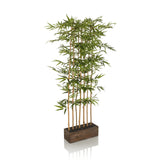 Green Artificial plant BAMBUS I in the shape of a bamboo with a square wooden pot by hjh OFFICE – 360-degree view (side profile 90°)