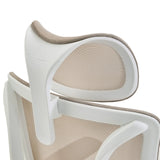 Headrest with beige mesh cover and white frame of the Professional Office Chair ERGOMY W by MyBuero