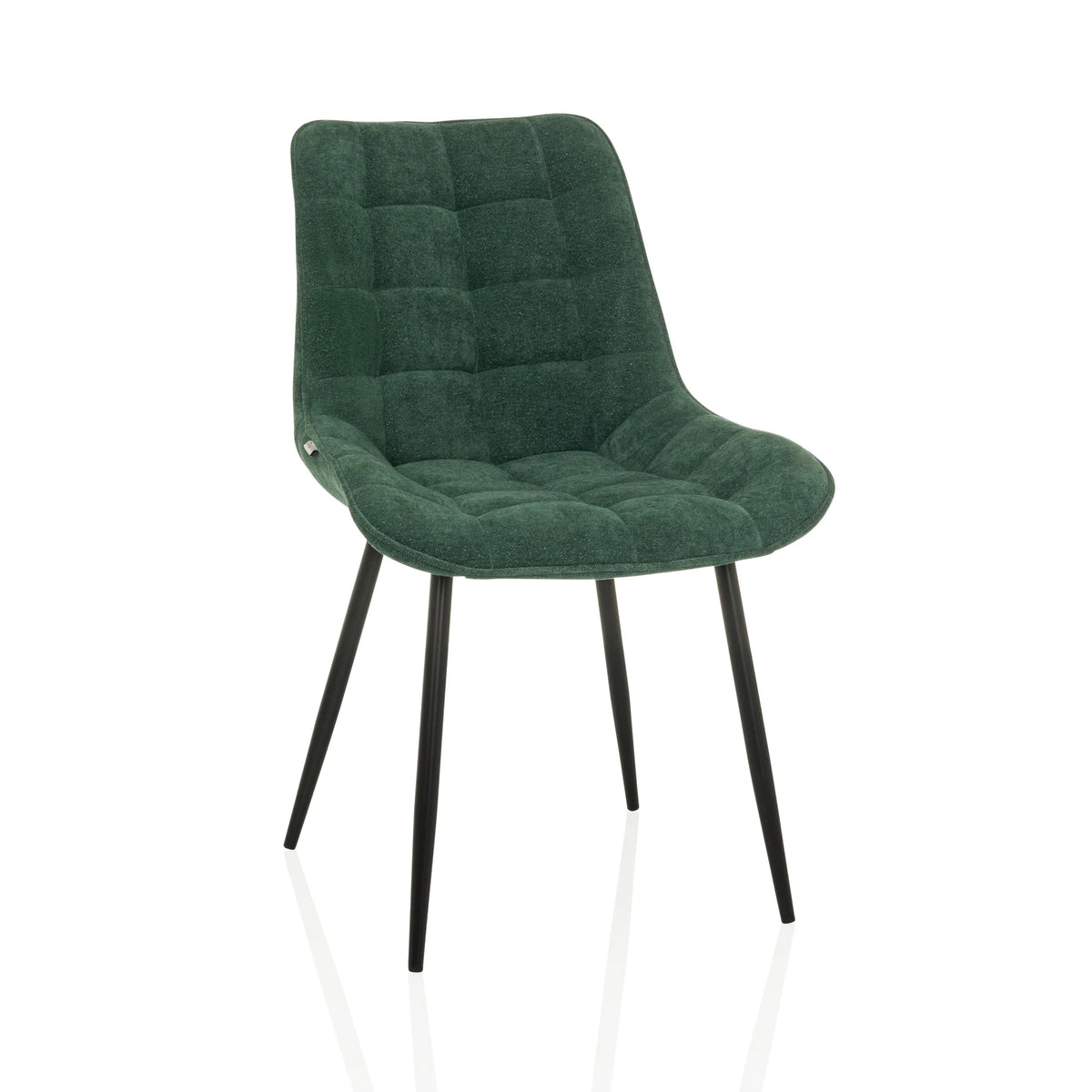 Petrol dining chair ELARIS with quilted upholstery and black legs by hjh LIVING – 360-degree view (front view 15°)