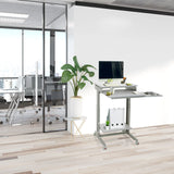 Grey standing desk WORKSTATION, size 60 × 50 cm, with storage compartment and castors by hjh OFFICE