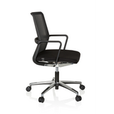 Black Professional Office Chair MOVE-TEC NET 3D with mesh back and a five-caster base by hjh OFFICE – 360-degree view (side profile 80°)