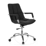 Black Home Office Chair SARANTO with fabric upholstery and five-caster base by hjh OFFICE – 360-degree view (front three-quarter view 40°)