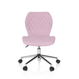 Pink Swivel Chair – Children JOY II with quilted look and five-caster base by hjh OFFICE – 360-degree view (front view 0°)