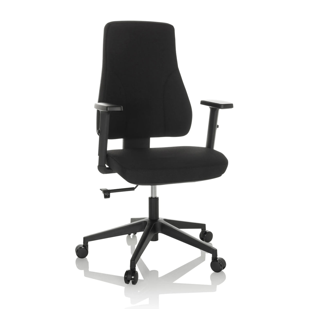 Black Professional Office Chair MATHES with armrests and five-caster base by hjh OFFICE – 360-degree view (front view 15°)
