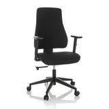 Black Professional Office Chair MATHES with armrests and five-caster base by hjh OFFICE – 360-degree view (front view 15°)
