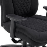 Armrest and quilted fabric upholstery of the XXL Pullmann Gen2 swivel chair in black by hjh OFFICE