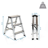 Dimensional drawing of the Folding Ladder SOLID with a height of 59 cm and a load capacity of 150 kg by hjh OFFICE