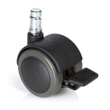 Black Castors 5x ROLO STOP 11mm/50mm for hard floors with locking brake by hjh OFFICE – 360-degree view (front view 0°)