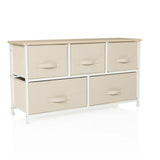 Beige Chest of drawers FOLDAR with five fabric drawers and white frame by hjh LIVING – 360-degree view (front three-quarter view 30°)