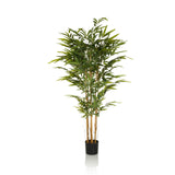 Green Artificial plant BAMBUS II in the form of a bamboo with a black plant pot by hjh OFFICE – 360-degree view (side profile 90°)