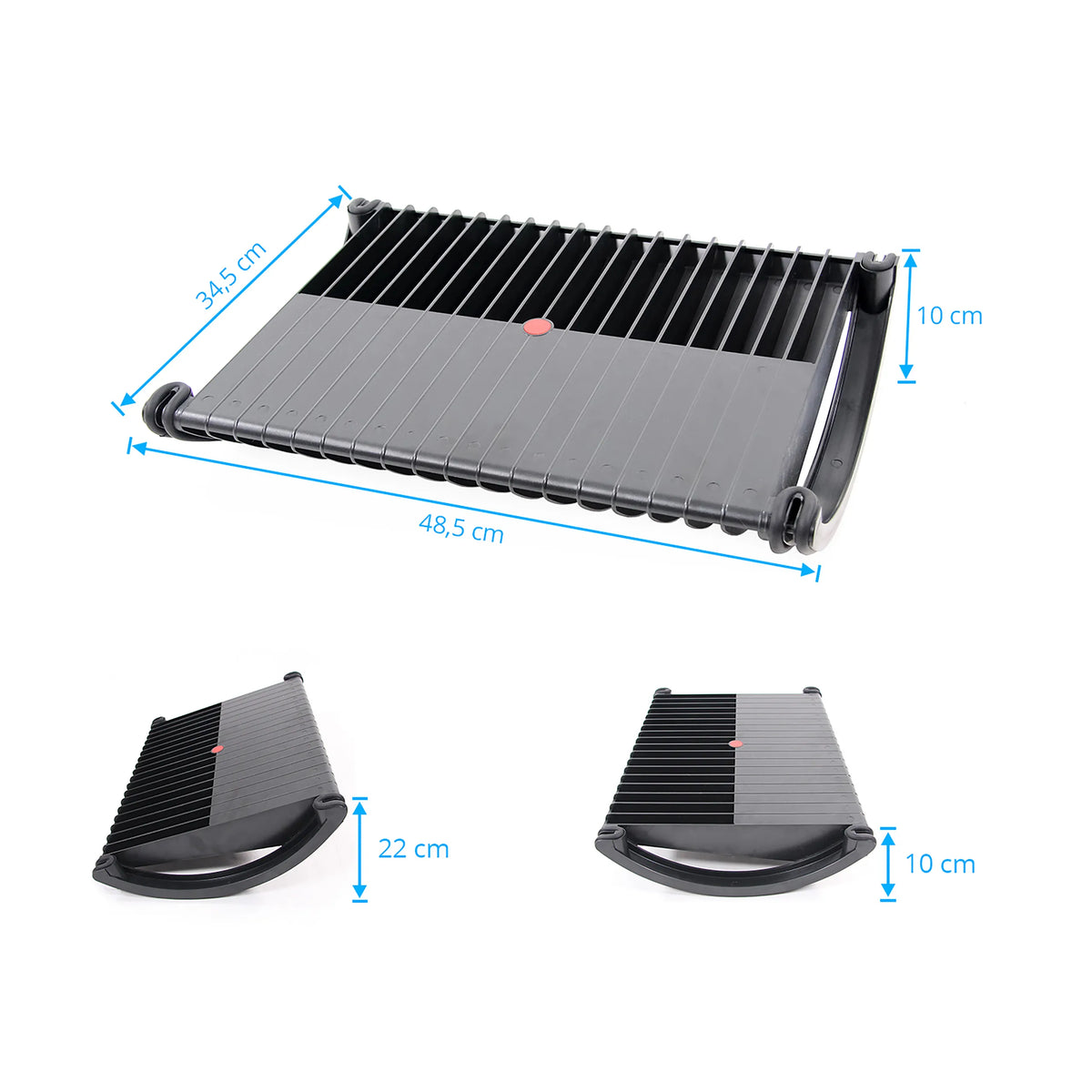 Dimensional drawing of the Footrest PODI with 48.5 × 34.5 cm by hjh OFFICE