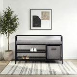 Estha Loft shoe cabinet in black and grey with seat cushion, two shelves and a fabric basket by hjh LIVING