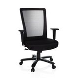 Black Swivel Chair XXL EXTENDER with mesh back and five-caster base by hjh OFFICE – 360-degree view (front view 20°)