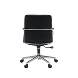 Rear view of the Rovento Home Office Chair in black with a chrome frame by hjh OFFICE