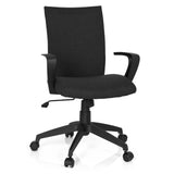 Black Home Office Chair SOFT with armrests and five-caster base by hjh OFFICE – 360-degree view (front view 20°)