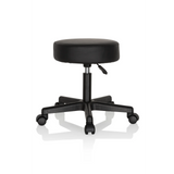 Black Swivel stool OPERATOR I with padded seat and five-caster base by hjh OFFICE – 360-degree view (front three-quarter view 40°)