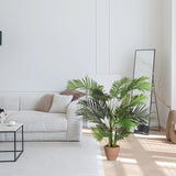 Green artificial plant ARECA II in a brown pot by hjh OFFICE