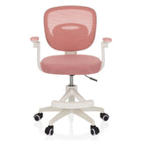 Pink Swivel Chair – Children KIDDY SMART with mesh back and five-caster base by hjh OFFICE – 360-degree view (front view 0°)