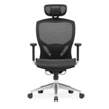Black High End Office Chair VENUS ONE with mesh back and five-caster base by hjh OFFICE – 360-degree view (front view 0°)