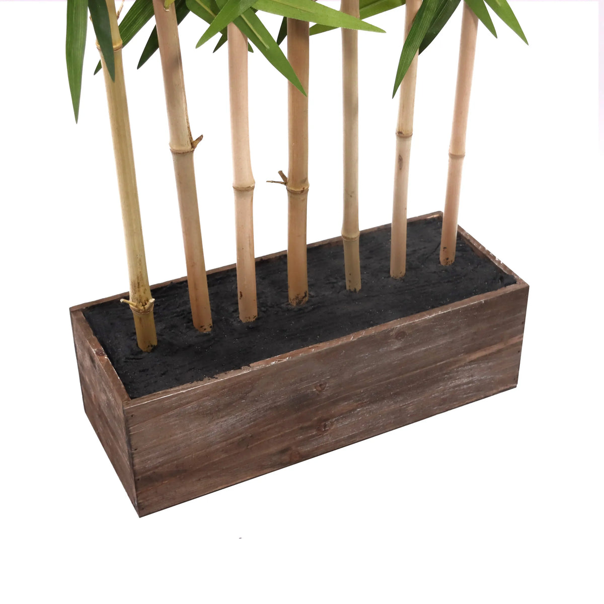 Wood-look planter with six bamboo stems, artificial plant BAMBUS I by hjh OFFICE