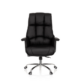Black Professional Executive Chair COMMANDER with quilted upholstery and five-caster base by hjh OFFICE – 360-degree view (front view 0°)