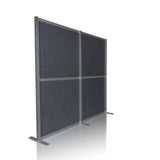 Grey Partition wall FLEXMIUT MODUL with aluminium frame and feet by hjh OFFICE – 360-degree view (front three-quarter view 45°)