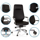 Black Professional Executive Chair VELVET with detailed views of the armrests, gas spring and castors by hjh OFFICE