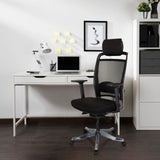 Black Professional Office Chair IKAST I with mesh backrest, headrest and armrests by hjh OFFICE