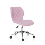 Pink Swivel Chair – Children JOY II with quilted look and five-caster base by hjh OFFICE – 360-degree view (front three-quarter view 40°)