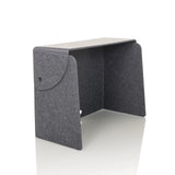 Grey table partition FLEXMIUT FOLD with two horizontal cable outlets by hjh OFFICE – 360-degree view (front three-quarter view 45°)