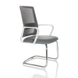 Grey Cantilever chair VISITER W with mesh back, armrests and chrome frame by hjh OFFICE – 360-degree view (front three-quarter view 60°)