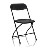 Black Outdoor chair TUDELA XXL B with simple backrest and metal frame by hjh OFFICE – 360-degree view (front three-quarter view 30°)