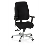 Black Professional Office Chair ZENIT COMFORT with armrests and five-caster base by hjh OFFICE – 360-degree view (front view 20°)