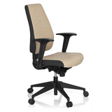 Beige Professional Office Chair PRO-TEC 500 with armrests and a black five-caster base by hjh OFFICE – 360-degree view (front three-quarter view 60°)